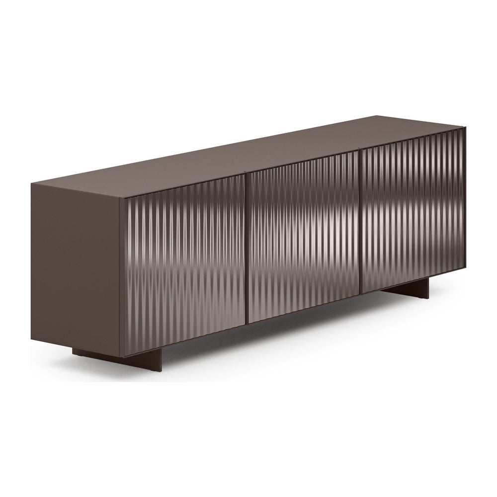 Sideboard Alfetta – Glas Bronze · Korpus Bronze · Metallfüße Bronze