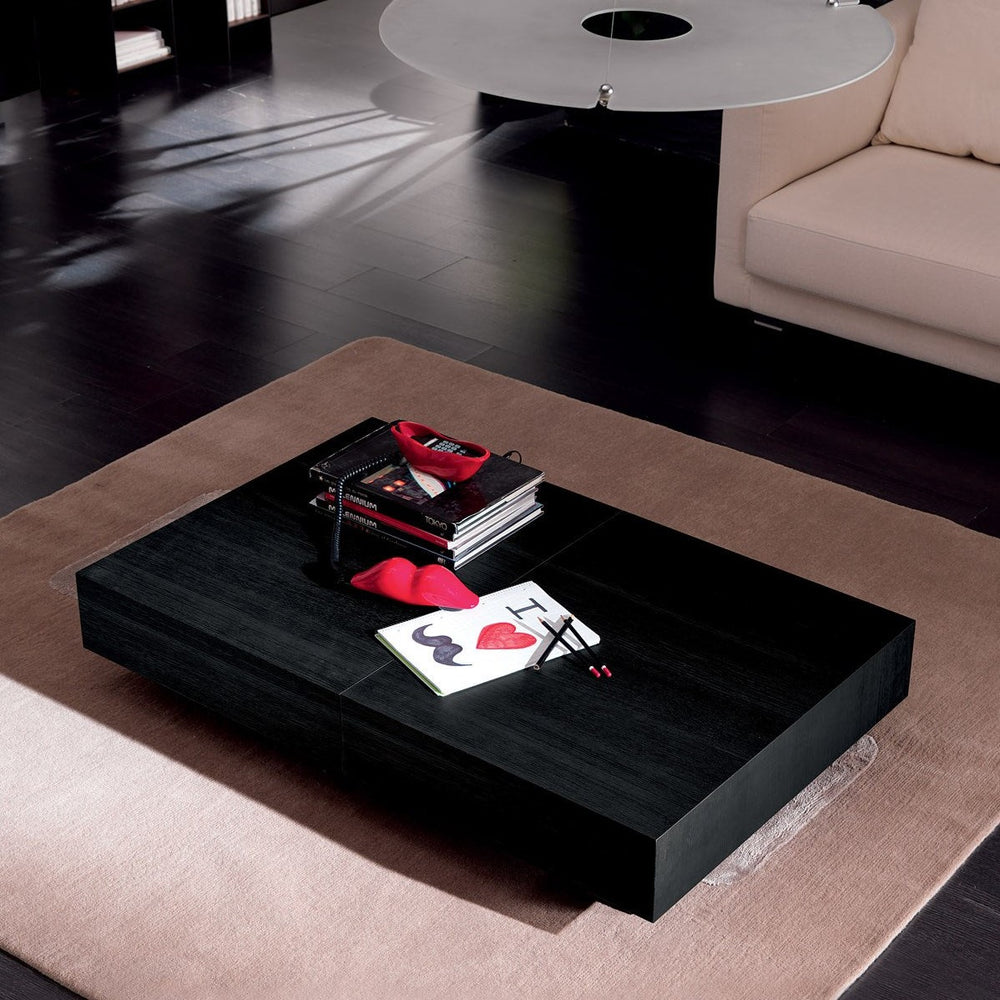 Box Legno als Couchtisch, Rovere Wild Carbone, Gestell Grafit matt