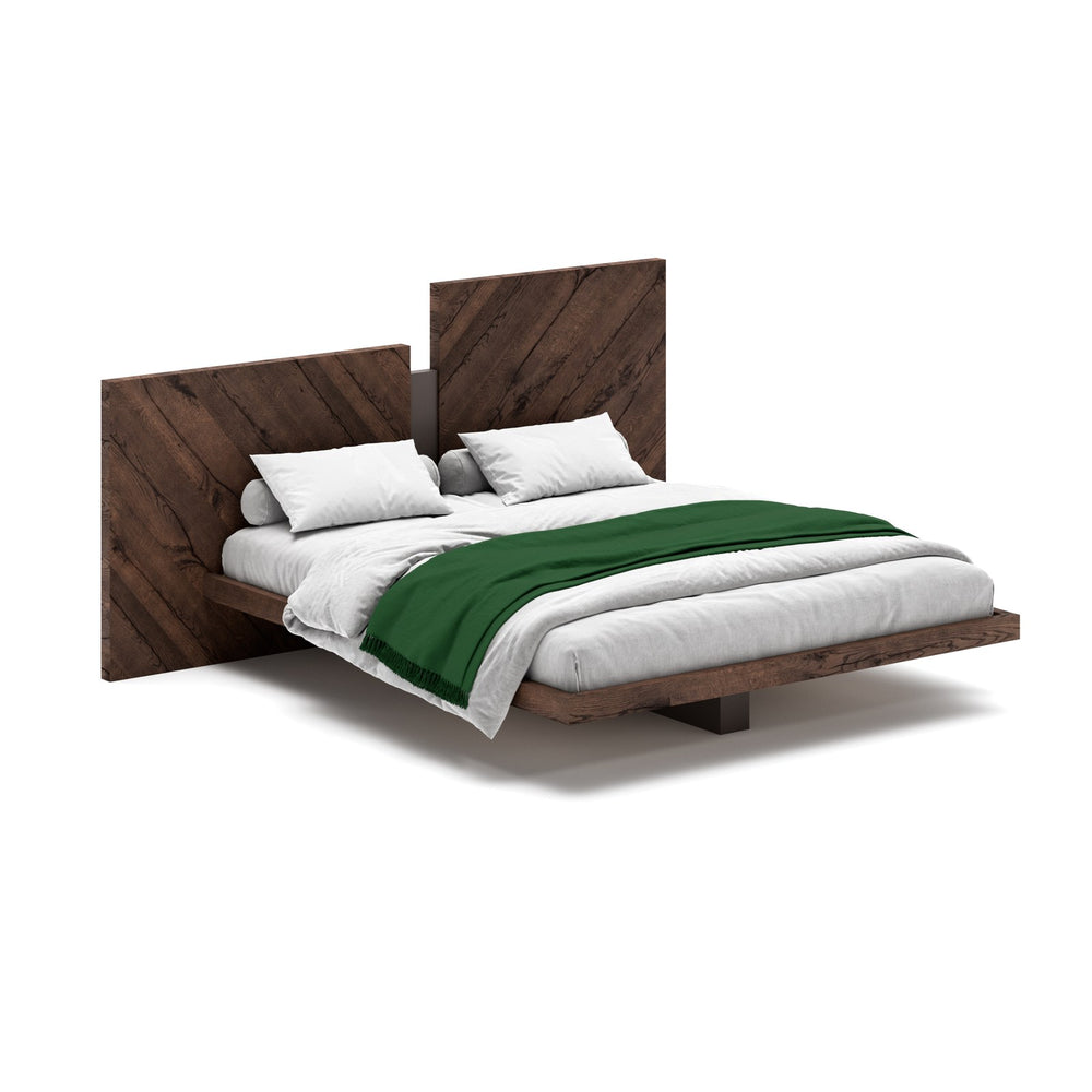 Bett Nazarè – Klassisch mit Holzplattform · Rovere Vecchio Dark Grey (PZ94) · Mittelteil Lack Bronzo (X17)