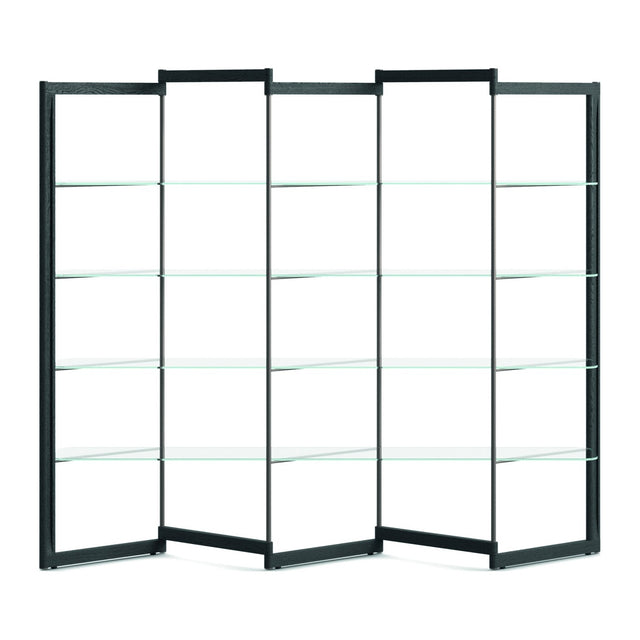 Bücherregal Panto – modular aus Esche, Metall und Glas