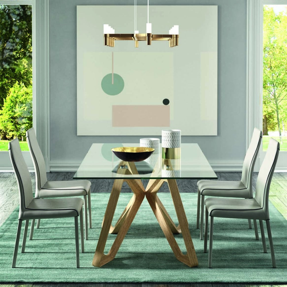 Esstisch Papillon – Klarglas · Gestell Rovere Wild Naturale (Eiche)