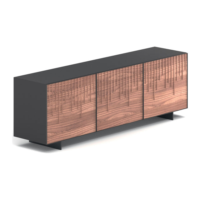 Sideboard Rain Wood – Nussbaumtüren mit Stabmotiv und Aluminiumrahmen