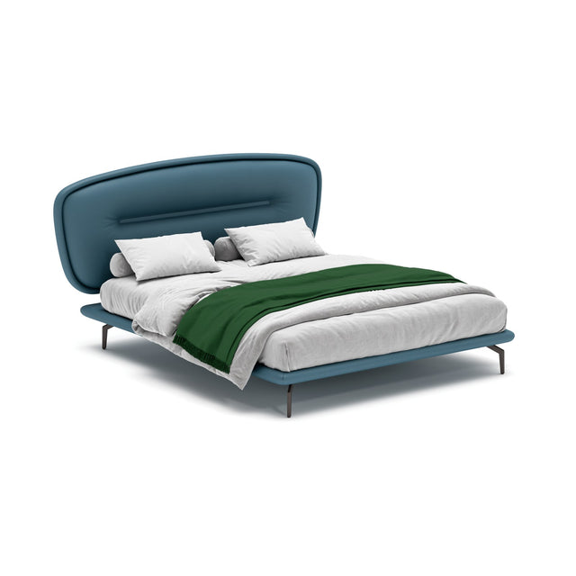 Bett Romance – Polsterbett mit geschwungenem Kopfteil auf Metallfüßen