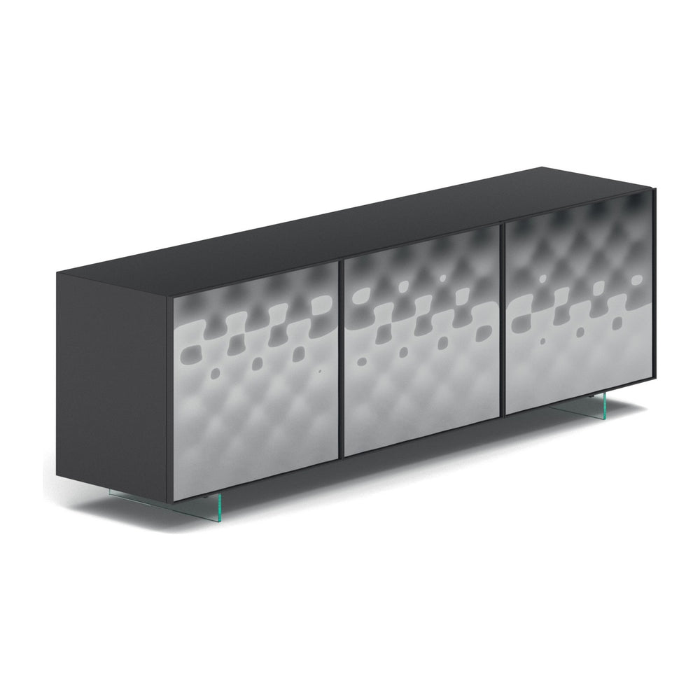 Sideboard Sarah – Spiegel Fumé · Korpus Schiefergrau · Glasfüße