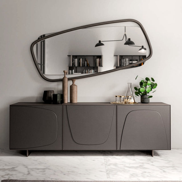 Sideboard Trilogy Duo – Türen mit Softleder und Aluminiumrahmen