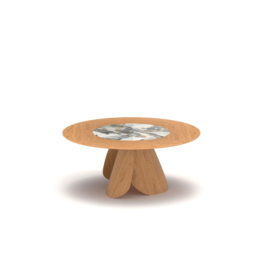 Esstisch Veliero – Rovere Wild Naturale (Eiche) · Drehteller Keramik Gold Beauty