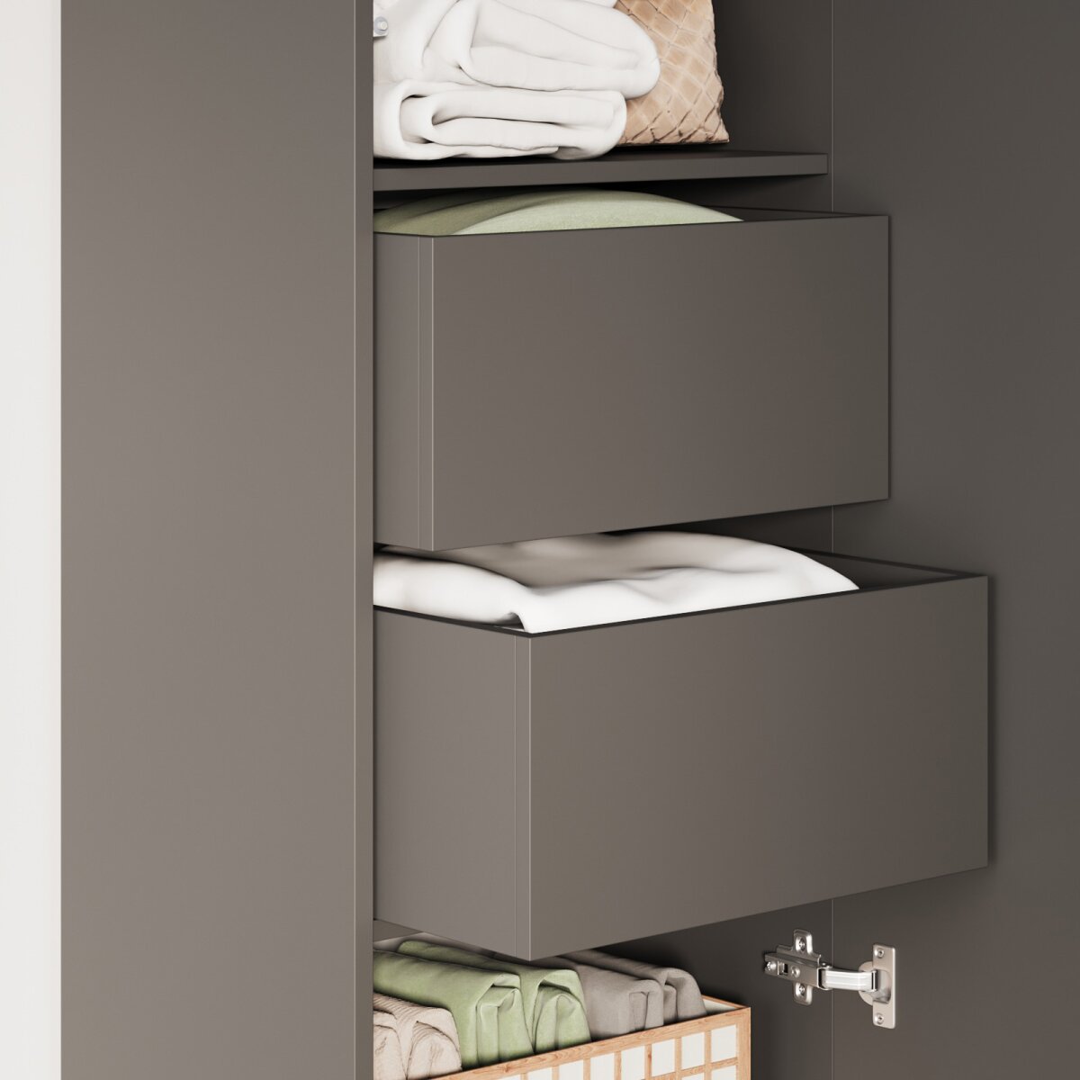 SMARTBett Schrank M1 2.0012 Anthrazit/Anthrazit Tür Standard 2x Schubladen – Ansicht 4