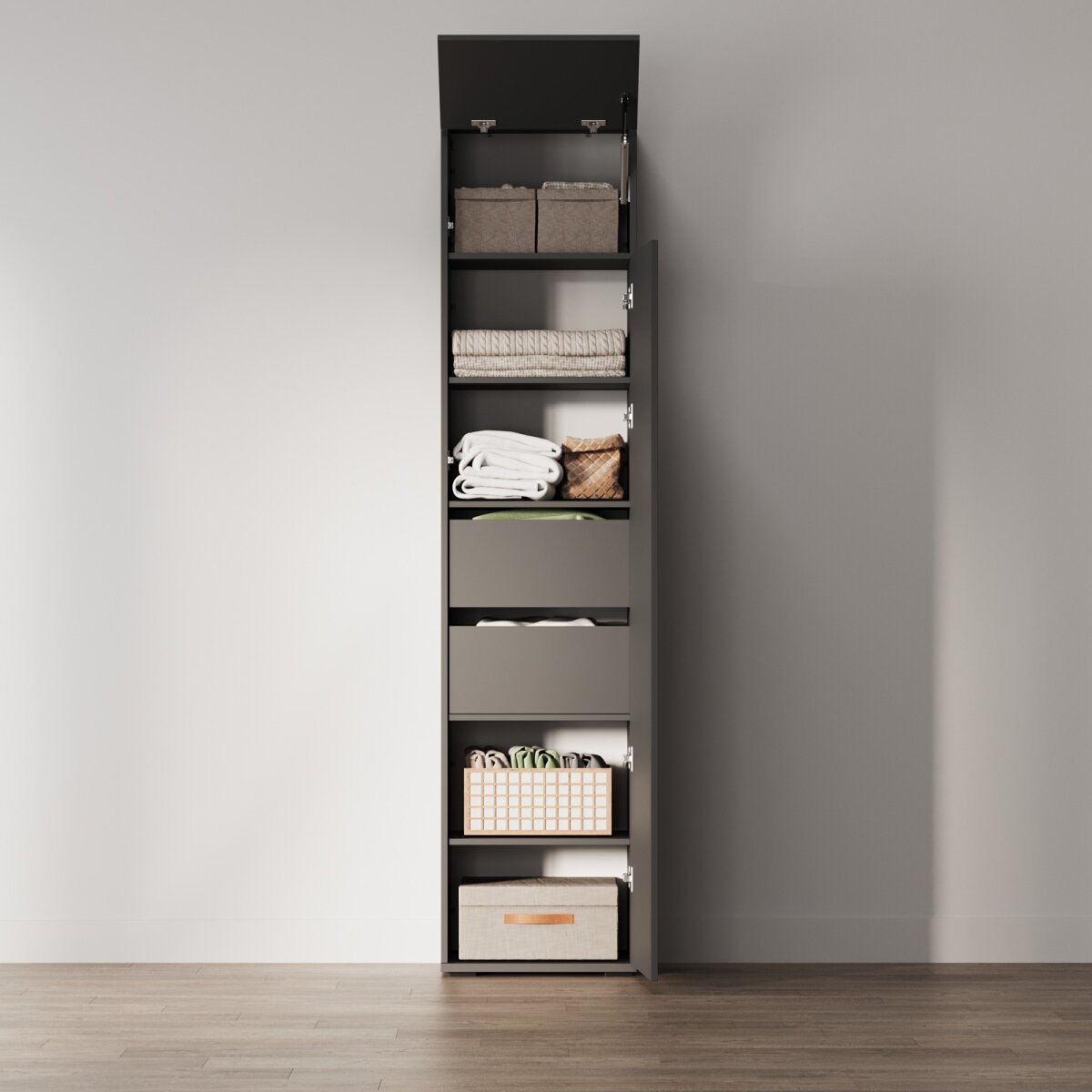 SMARTBett Schrank M1 2.0012 Anthrazit/Anthrazit Tür Standard 2x Schubladen – Ansicht 5