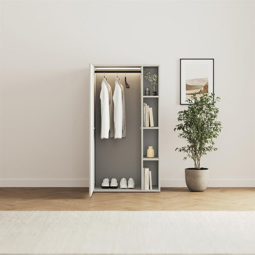 SMARTBett Schrank M2 2.0016 168,2 cm Perlgrau 1 Tür Perlgrau – Ansicht 2