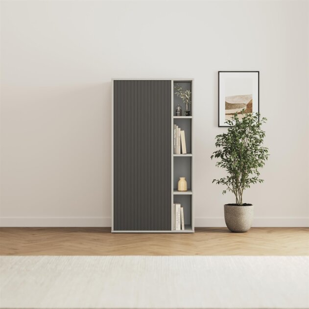 SMARTBett Schrank M2 2.0016 168,2 cm Perlgrau 1 Tür Waves Anthrazit