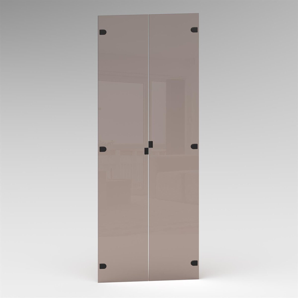 SMARTBett Schrank M2 2.0016 168,2 cm Perlgrau 2 Glastüren Hellbronze – Ansicht 4