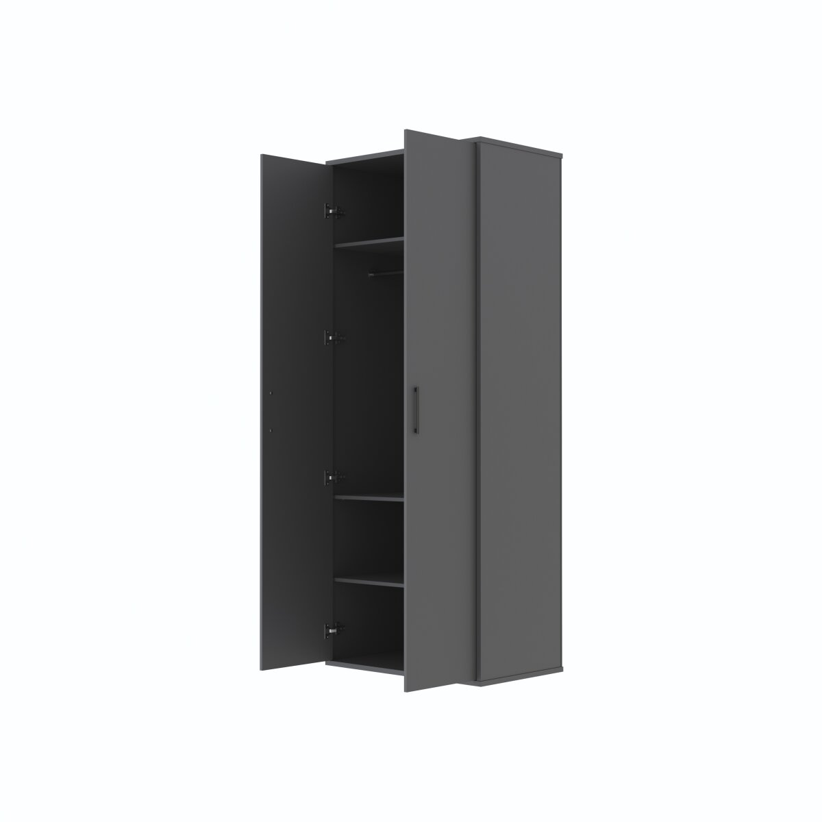 SMARTBett Schrank STA.0026 M2/M3 (55 cm Tiefe) – 2-türiger Kleiderschrank, 90 cm breit Anthrazit – Ansicht 4